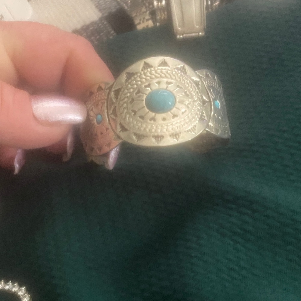 Intricate Silver and Turquoise Bracelet